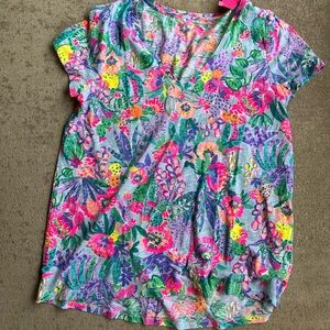 Lily Pulitzer Etta v-neck tee short sleeve top multi me and my zesty NWOT